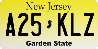 NJ license plate A25KLZ