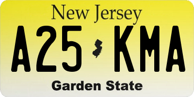 NJ license plate A25KMA