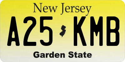 NJ license plate A25KMB