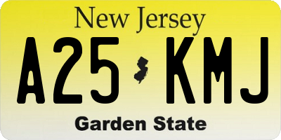 NJ license plate A25KMJ