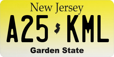 NJ license plate A25KML