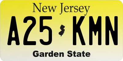 NJ license plate A25KMN