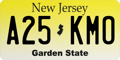 NJ license plate A25KMO