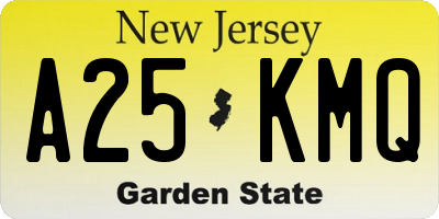 NJ license plate A25KMQ