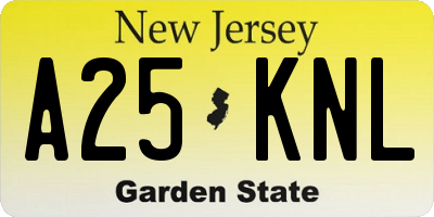 NJ license plate A25KNL