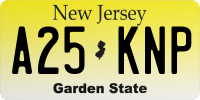 NJ license plate A25KNP