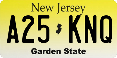 NJ license plate A25KNQ