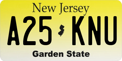 NJ license plate A25KNU