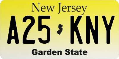 NJ license plate A25KNY