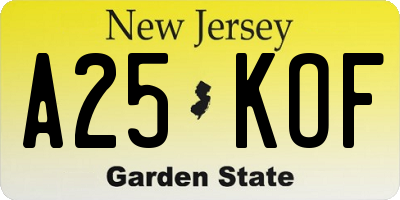 NJ license plate A25KOF