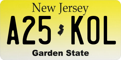 NJ license plate A25KOL