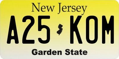 NJ license plate A25KOM