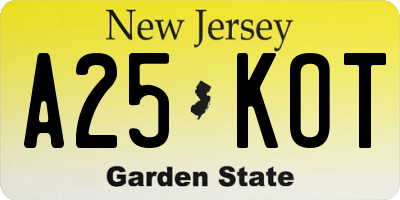 NJ license plate A25KOT