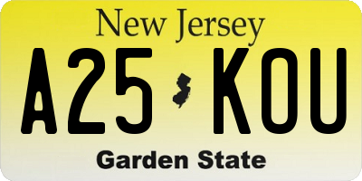 NJ license plate A25KOU