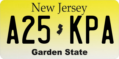 NJ license plate A25KPA