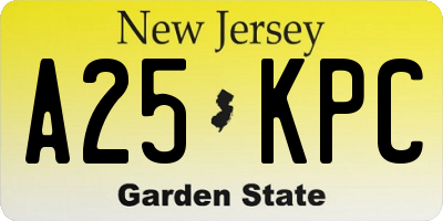 NJ license plate A25KPC