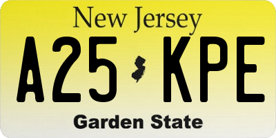 NJ license plate A25KPE