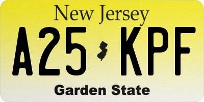 NJ license plate A25KPF