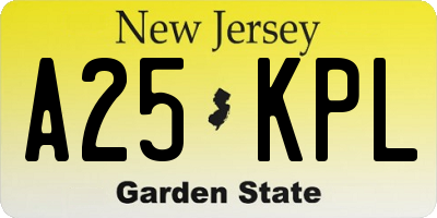 NJ license plate A25KPL