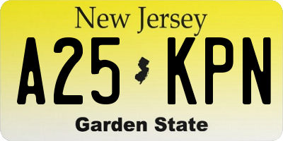 NJ license plate A25KPN