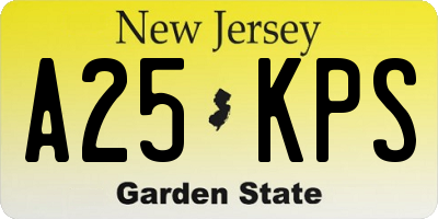 NJ license plate A25KPS