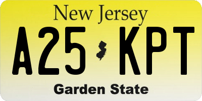 NJ license plate A25KPT