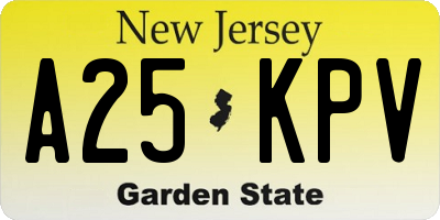 NJ license plate A25KPV