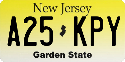 NJ license plate A25KPY