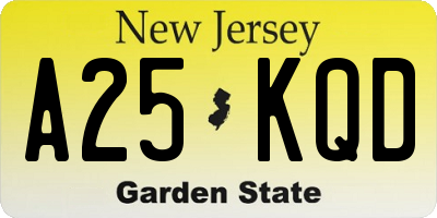 NJ license plate A25KQD