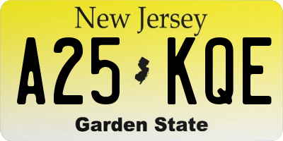NJ license plate A25KQE