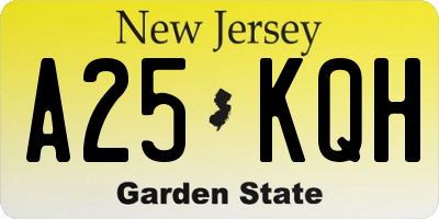 NJ license plate A25KQH