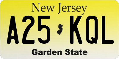 NJ license plate A25KQL