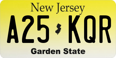 NJ license plate A25KQR