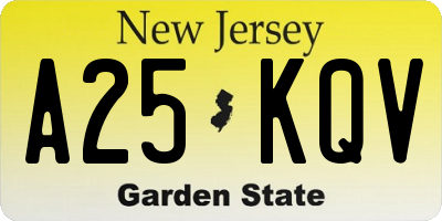 NJ license plate A25KQV