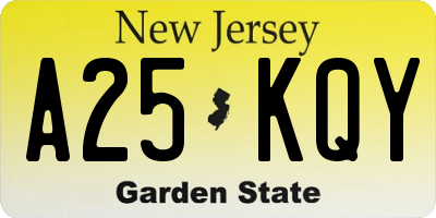 NJ license plate A25KQY
