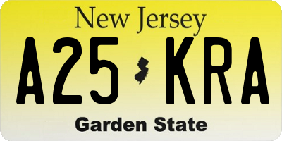 NJ license plate A25KRA