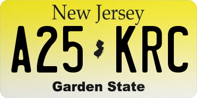 NJ license plate A25KRC