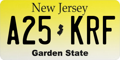 NJ license plate A25KRF