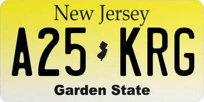 NJ license plate A25KRG