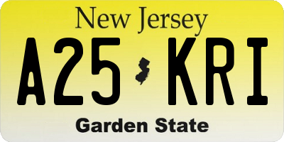 NJ license plate A25KRI