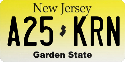 NJ license plate A25KRN