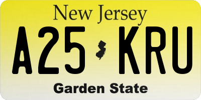 NJ license plate A25KRU