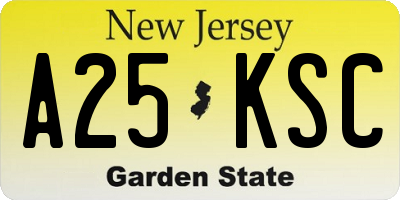 NJ license plate A25KSC