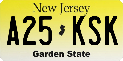 NJ license plate A25KSK