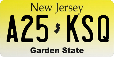 NJ license plate A25KSQ