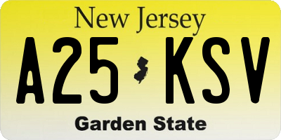 NJ license plate A25KSV