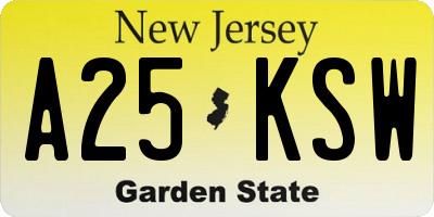 NJ license plate A25KSW