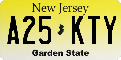 NJ license plate A25KTY