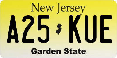 NJ license plate A25KUE