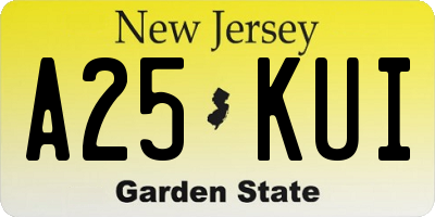 NJ license plate A25KUI